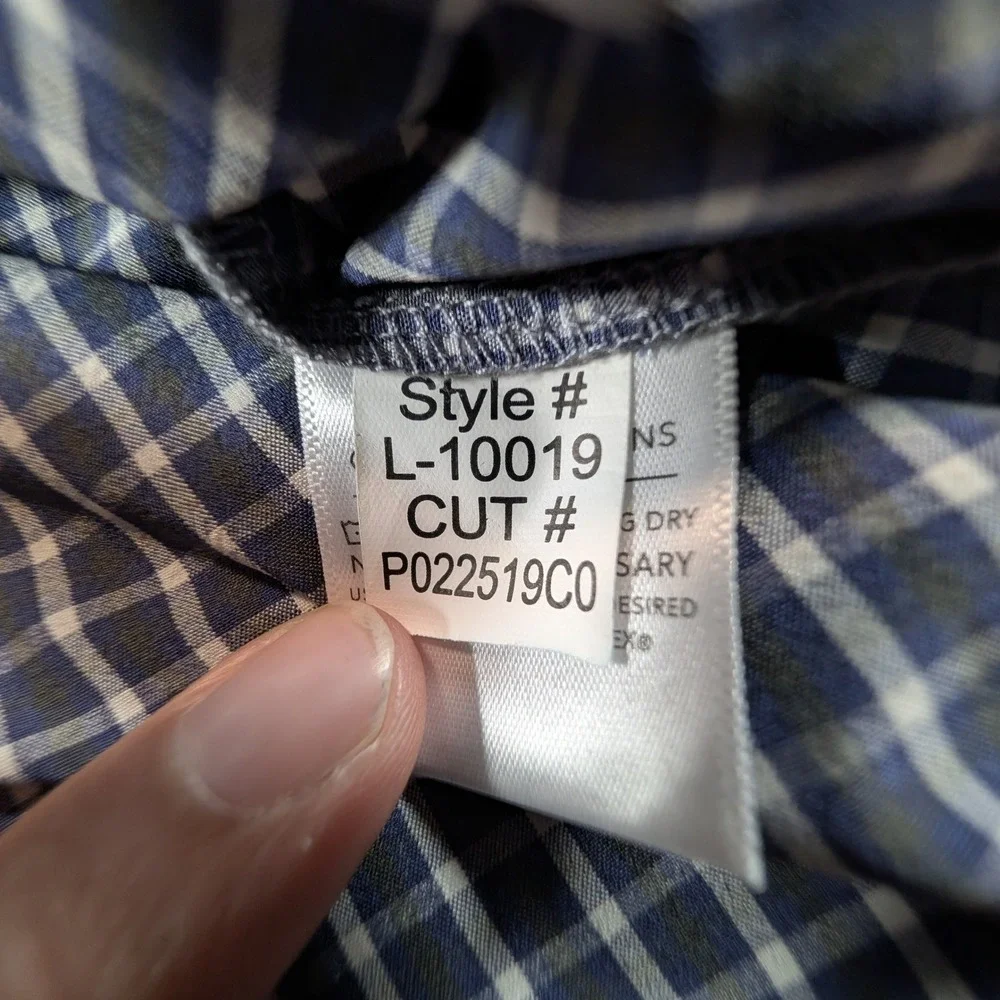 Mizzen Main Leeward Dress Shirt Mens Small Trim Fit Navy Check L-10019